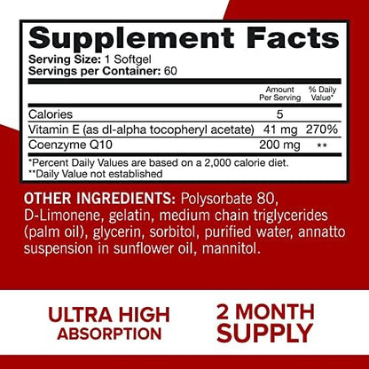 Authentic Qunol Coenzyme Q10 sixty count softgels packaging highlighting antioxidant protection benefits