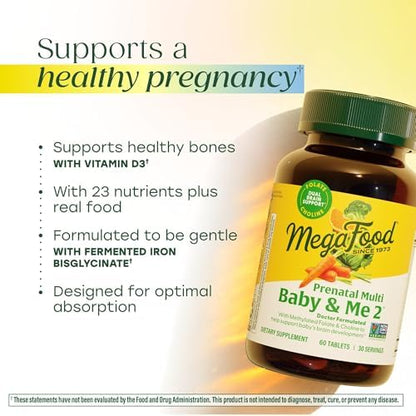 MegaFood Baby & Me 2 60 capsules bottle side view