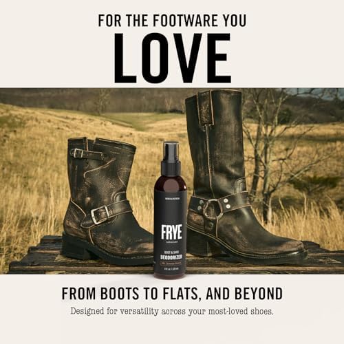 Frye Mountain Breeze scent shoe refresher bottle angled view showing the premium USA imported packaging
