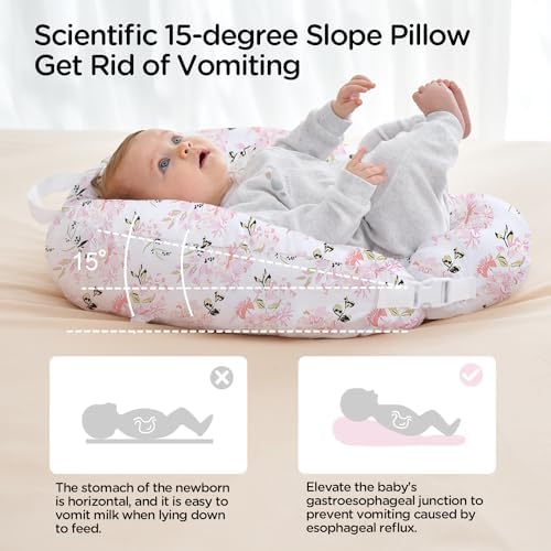Little Grape Land nursing pillow secured around waist