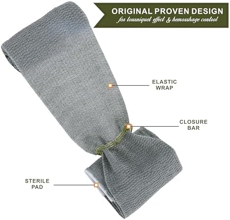 Tactical trauma bandage 2 pack for gunshot wound and hemorrhage control