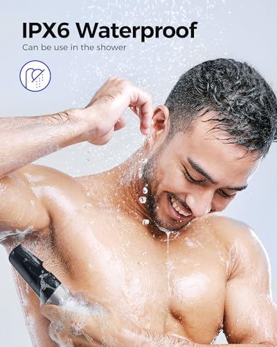 LED digital display screen on GLAKER mens body hair shaver showing battery life.