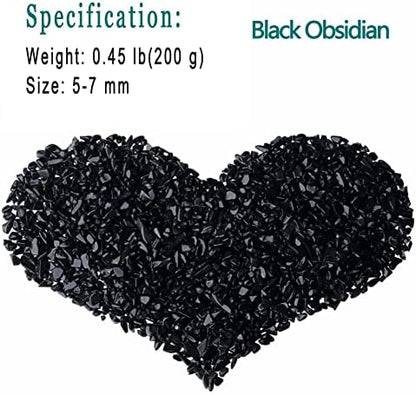 Black obsidian crystal chips used for succulent plant top dressing