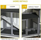 PawHut light gray rabbit hutch full setup