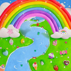 Butter and cloud slime textures stretched out with cute themed charms