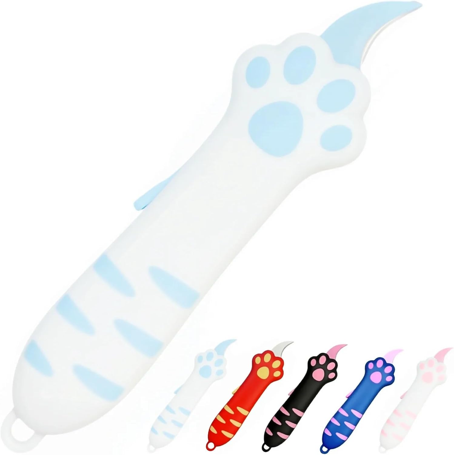 Premium titanium steel blade of the cat paw safety cutter close up view.