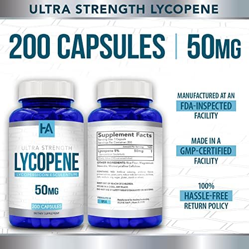 Non-GMO vegan lycopene dietary supplement bottle close up view