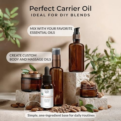 Lightweight non greasy sweet almond carrier oil bottle for body massage