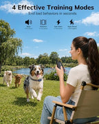 Waterproof rechargeable dog shock collar with reflective strap for safe night training.