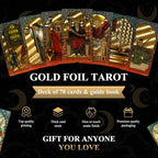 Close up of Kiino Gold Foil Tarot cards with Rider Waite imagery