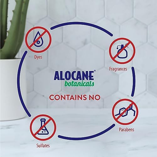 Close up of 4.0 fluid ounce Alocane spray bottle label and nozzle.
