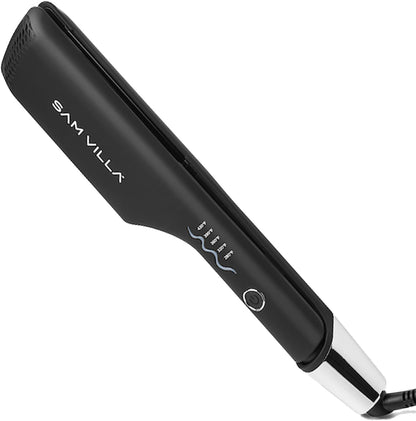 Sam Villa Pro Results Double-Barrel Hair Waver Iron front view showcasing dual ceramic barrels.