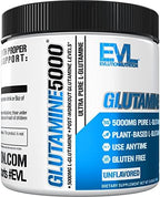 Evlution Nutrition Glutamine 5000 vegan certification and product packaging