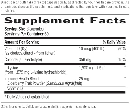 Country Life L-Lysine 180 capsules bottle side view