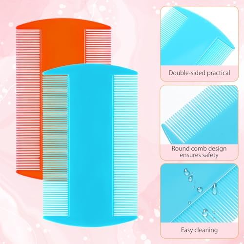 Seven piece collection of Labota hair combs for lice and nit treatment in assorted colors.