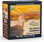 Organic henna hair powder and botanical ingredients label view