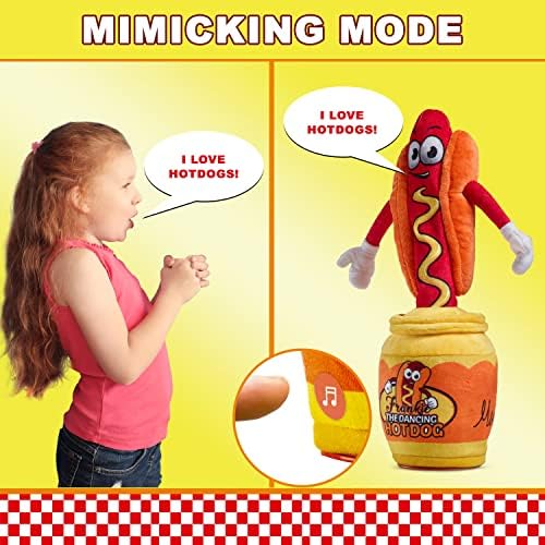 Talking hot dog toy showcasing the bottom battery compartment and control switch