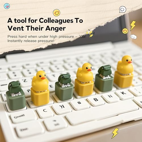Portable anxiety relief duck fidget keychain attached to a backpack for daily travel.