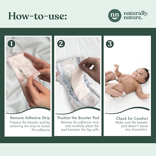 Naturally Nature Diaper Booster Pads box highlighting 32 count capacity