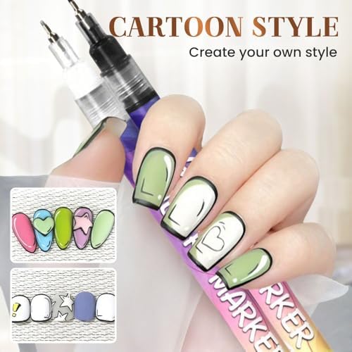 Hand holding a nail art pen for DIY manicure