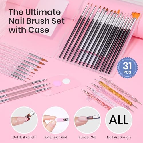 Detailed view of Beetles nail art liner brushes and dotting tools