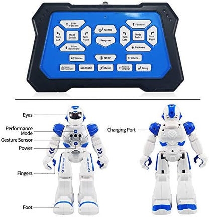 Blue gesture sensing robot toy for children