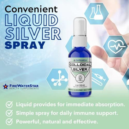 FireWaterStar pure silver immune support supplement liquid spray nozzle