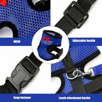 WeimoMonkey blue small animal harness set laid flat illustrating compact lightweight design.