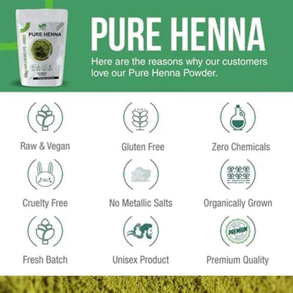 Natural red henna hair dye powder in a bowl
