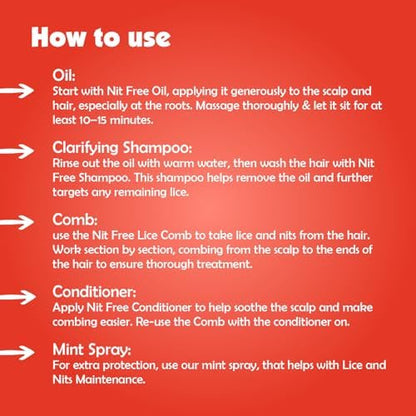 Full Nit Free lice treatment bundle with oil treatment and hair conditioner
