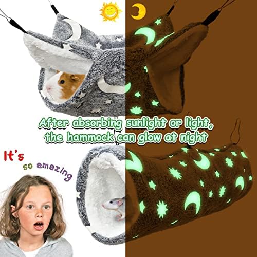 Glow-in-the-dark moon and star pattern detail on pet hammock