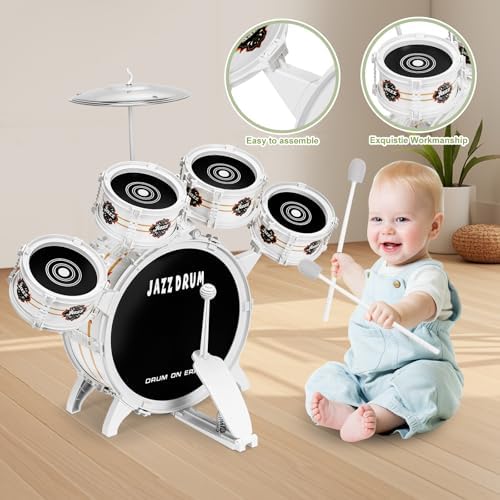 OoneWiser black and white mini jazz drums showing the snare and bass components.