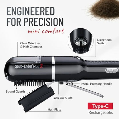 The complete packaging box contents of the cordless grooming kit including comb brush and storage bag.