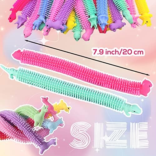 Close up of dinosaur and alpaca shaped stretchy strings