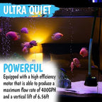 Compact 1500 Liters per hour submersible pump displaying the sound absorbing suction cups on the base.