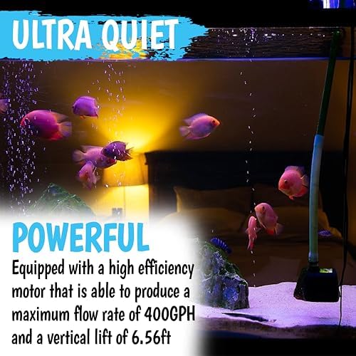 Compact 1500 Liters per hour submersible pump displaying the sound absorbing suction cups on the base.