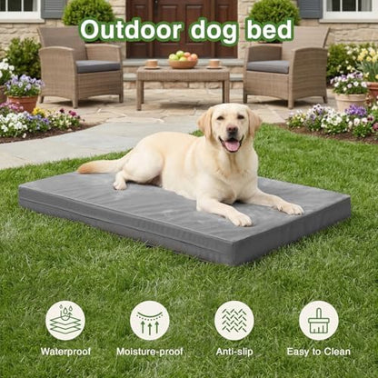 Vonabem Waterproof Outdoor Dog Bed Large Medium Sized Dogs, Washable Crate Pad 35 inch, Foam Orthopedic Pet Beds with Removable Cover,Durable Anti-Slip Kennel Pads 35"x22", Gray - Image 4