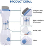 Electric lice treatment device showing disposable capture filter attachment