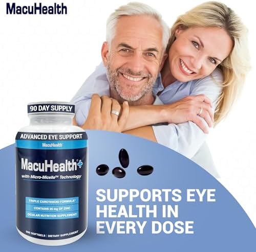Macuhealth Plus 360 softgels container ingredient label close up