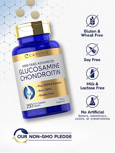 Carlyle Glucosamine Chondroitin MSM | 250 Mini Tablets | Advanced Formula with Turmeric | Non-GMO, Gluten Free - Image 5