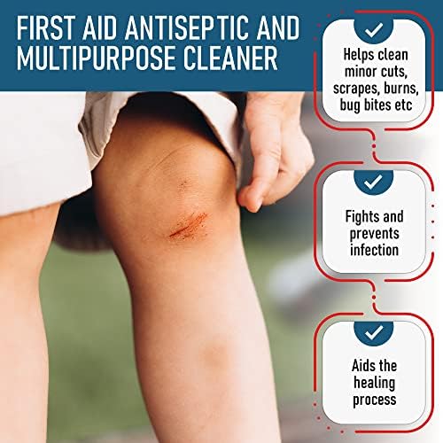 Epic Medical Supply multipurpose liquid cleaner bottle highlighting directions for first aid application and oral hygiene rinse.