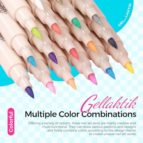 Top down view of Gellaktik nail art markers set packaging