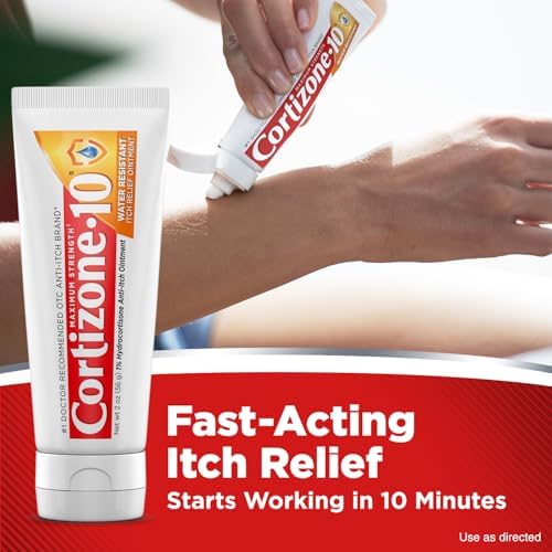 Water resistant Cortizone-10 ointment packaging showing 2 ounce size.