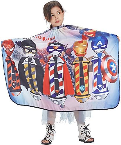 LEONAL children hair cutting gown laid flat highlighting the full coverage waterproof fabric design.
