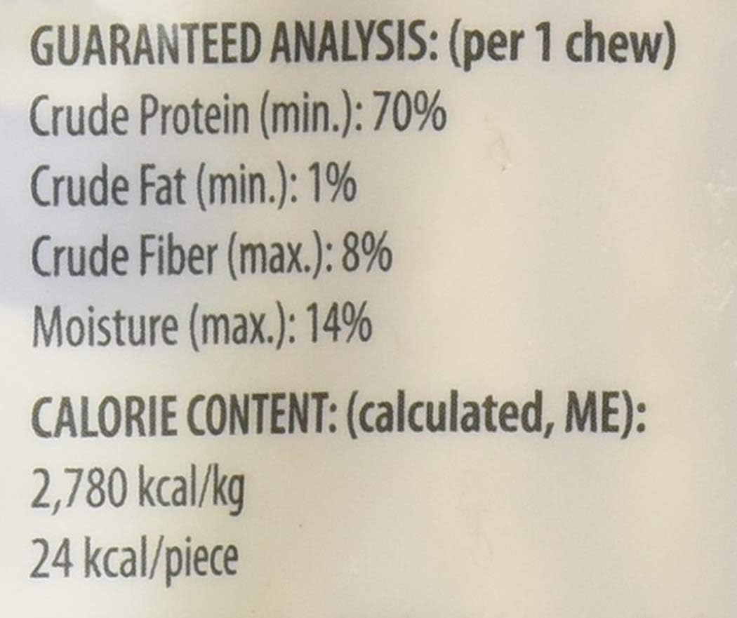 Poultry flavored dog dental treats close up showing the scored breakable texture