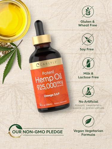 Carlyle branded hemp supplement bottle side profile