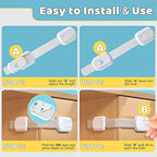 Toddler safety cupboard locks installed on a double door refrigerator