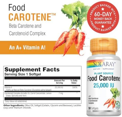 Side profile of Solaray dietary supplement container detailing the carotenoid complex breakdown