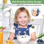 Close up view of the smooth rounded edges on the DRKIO food grade children silverware