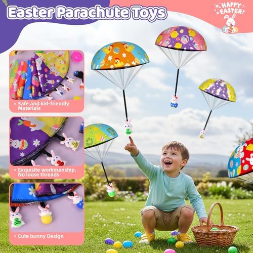 Kids hand throwing parachute flying toys in an outdoor garden setting